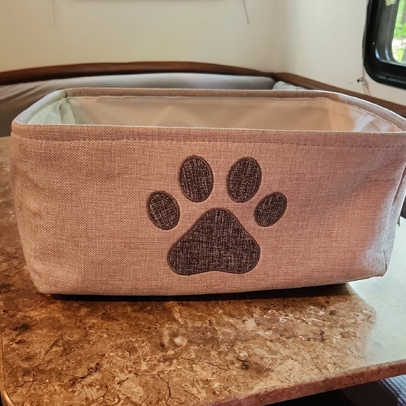 Winifred & Lily Other - NWT Tan Dog Toy Bin with Classic Gray Paw Print Design